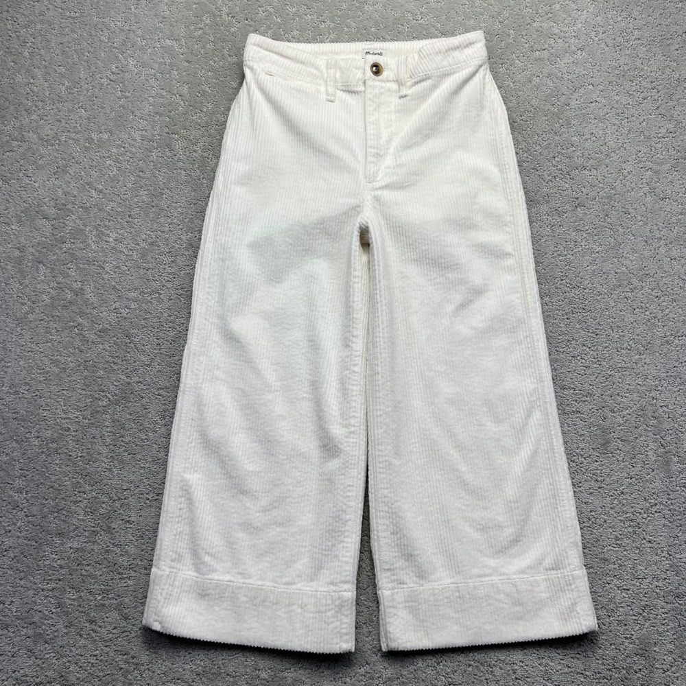 Madewell Emmett Corduroy Pants Womens 26P White High Rise Stretch Wide Leg Crop